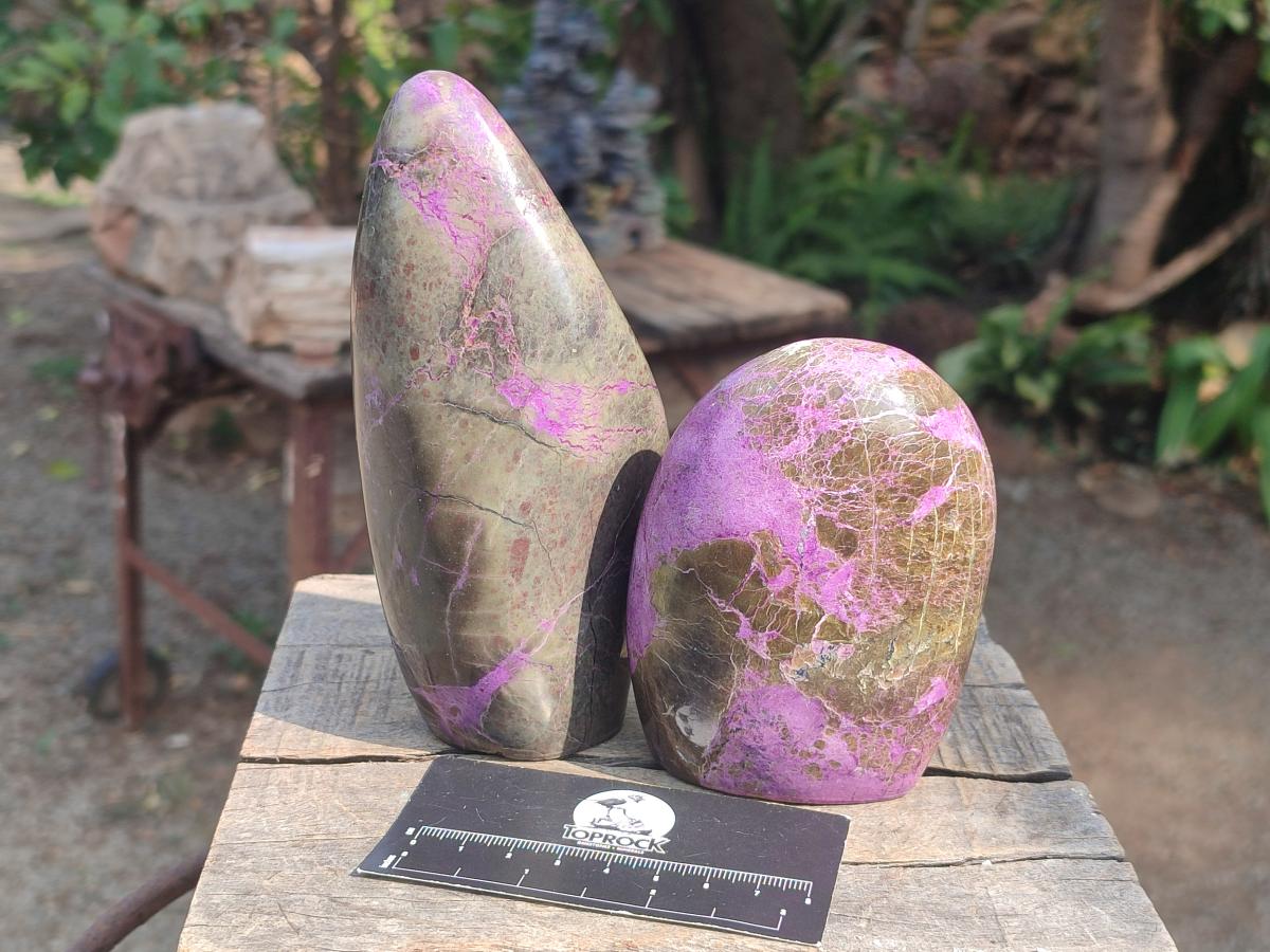 Polished Stichtite Standing Display Pieces x 2 From Barberton, South Africa