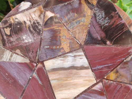 Hand Made Red Podocarpus Petrified Wood Conglomerate Plaques x 2 From Mahajanga, Madagascar