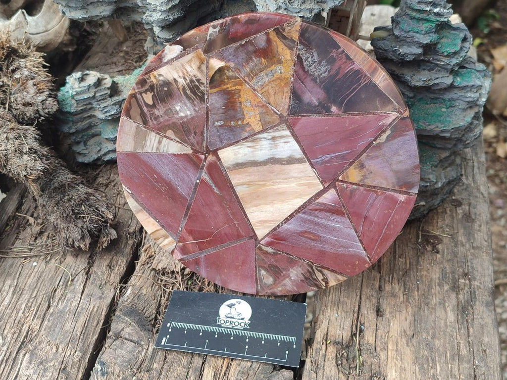 Hand Made Red Podocarpus Petrified Wood Conglomerate Plaques x 2 From Mahajanga, Madagascar