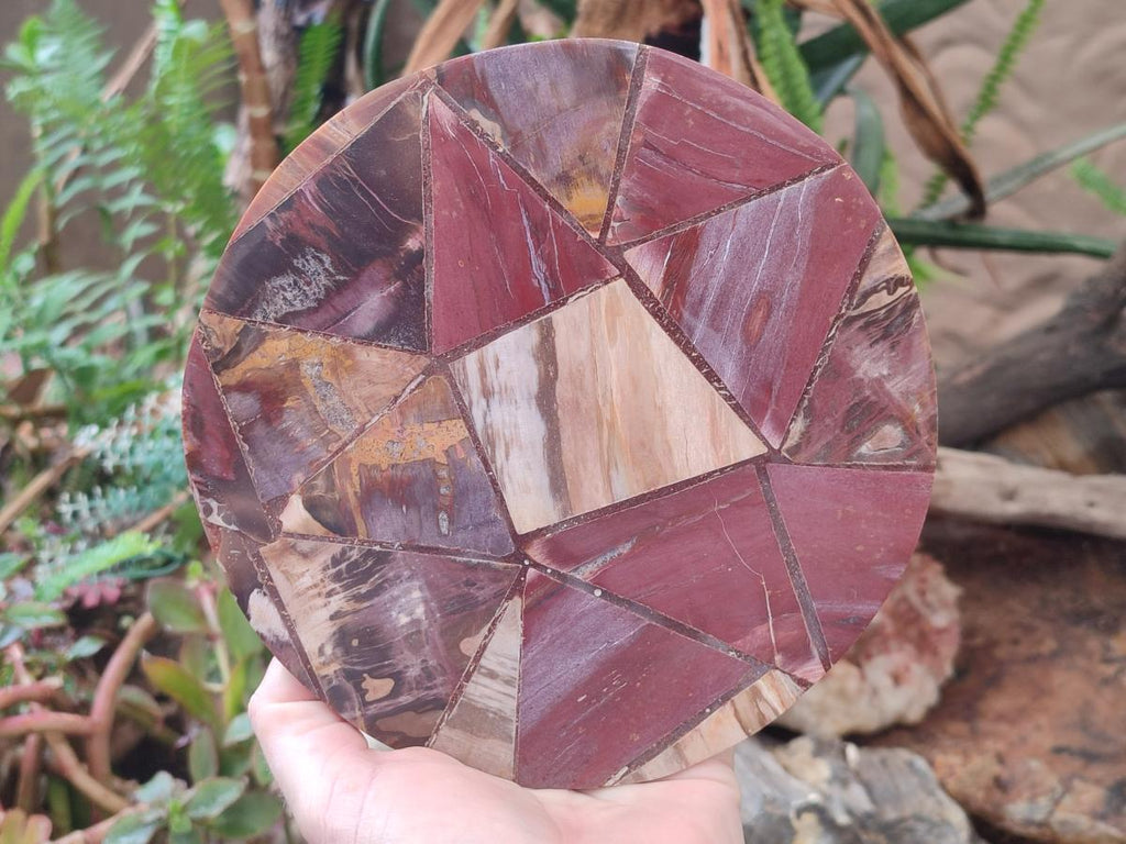 Hand Made Red Podocarpus Petrified Wood Conglomerate Plaques x 2 From Mahajanga, Madagascar