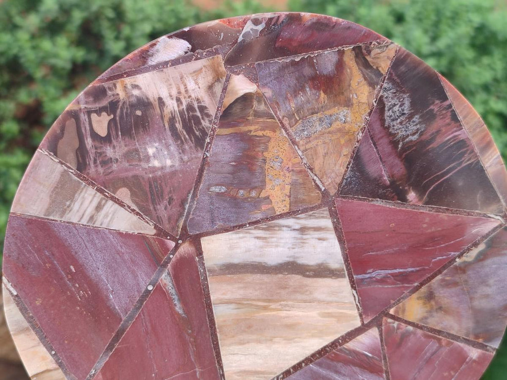 Hand Made Red Podocarpus Petrified Wood Conglomerate Plaques x 2 From Mahajanga, Madagascar