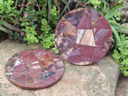 Hand Made Red Podocarpus Petrified Wood Conglomerate Plaques x 2 From Mahajanga, Madagascar