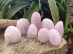 Polished Rose Quartz Standing Display Pieces x 7 From Zimbabwe
