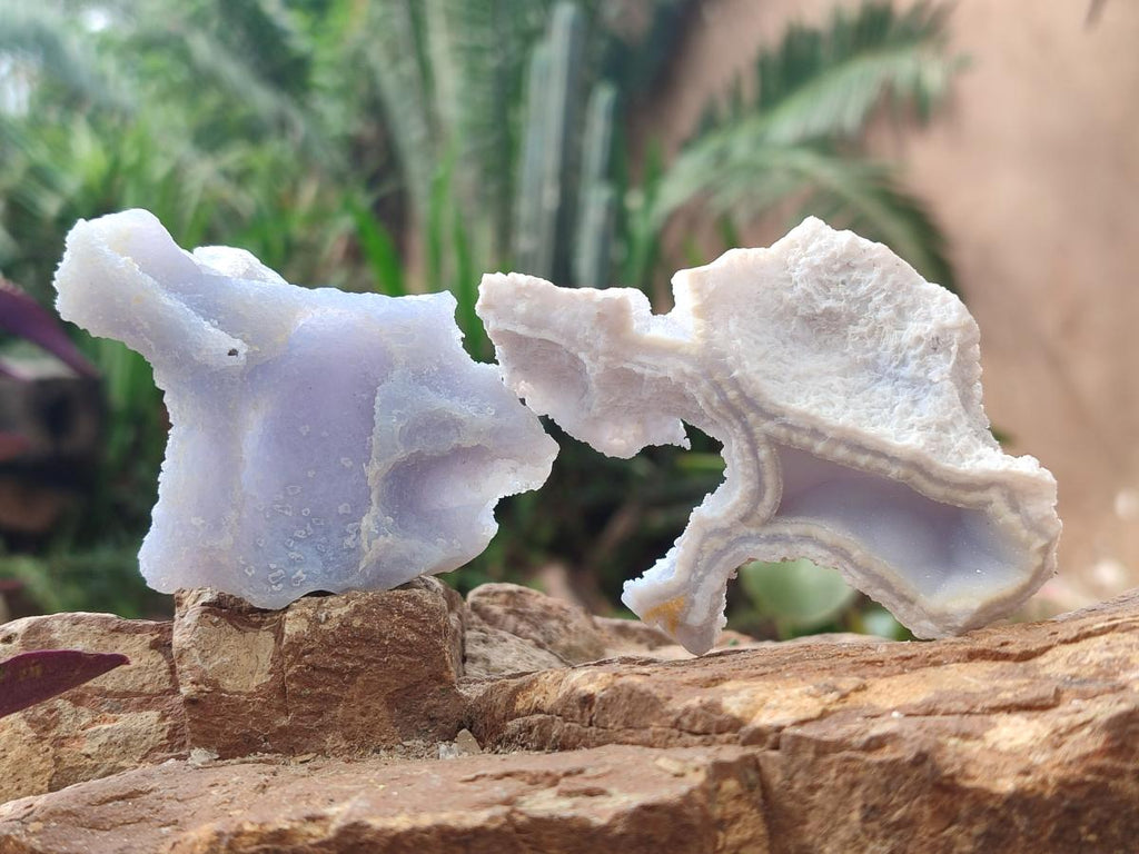 Natural Etched Blue Chalcedony Specimens x 12 From Nsanje, Malawi