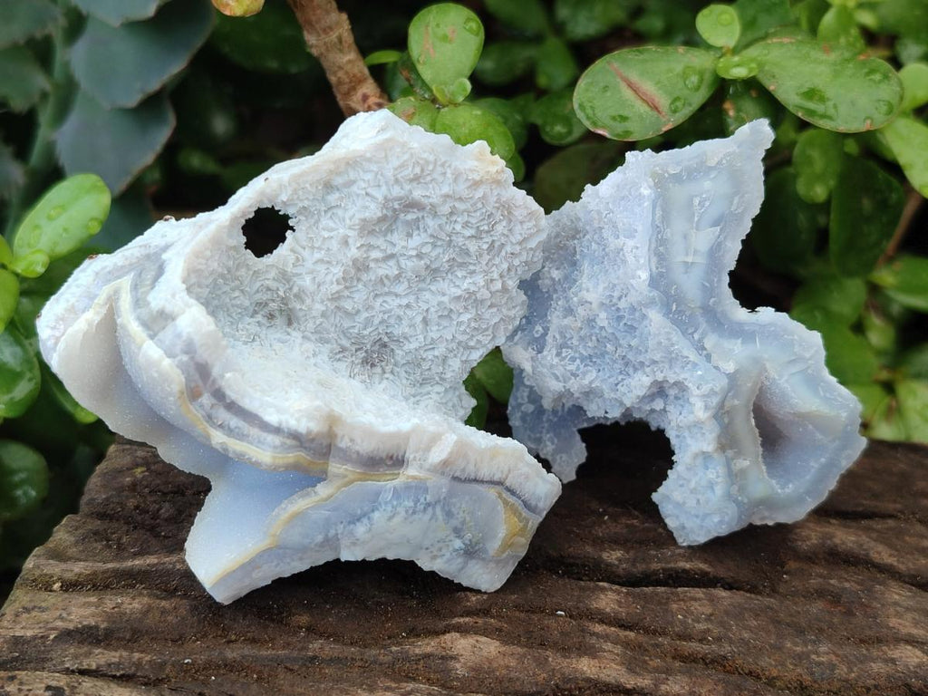 Natural Etched Blue Chalcedony Specimens x 12 From Nsanje, Malawi