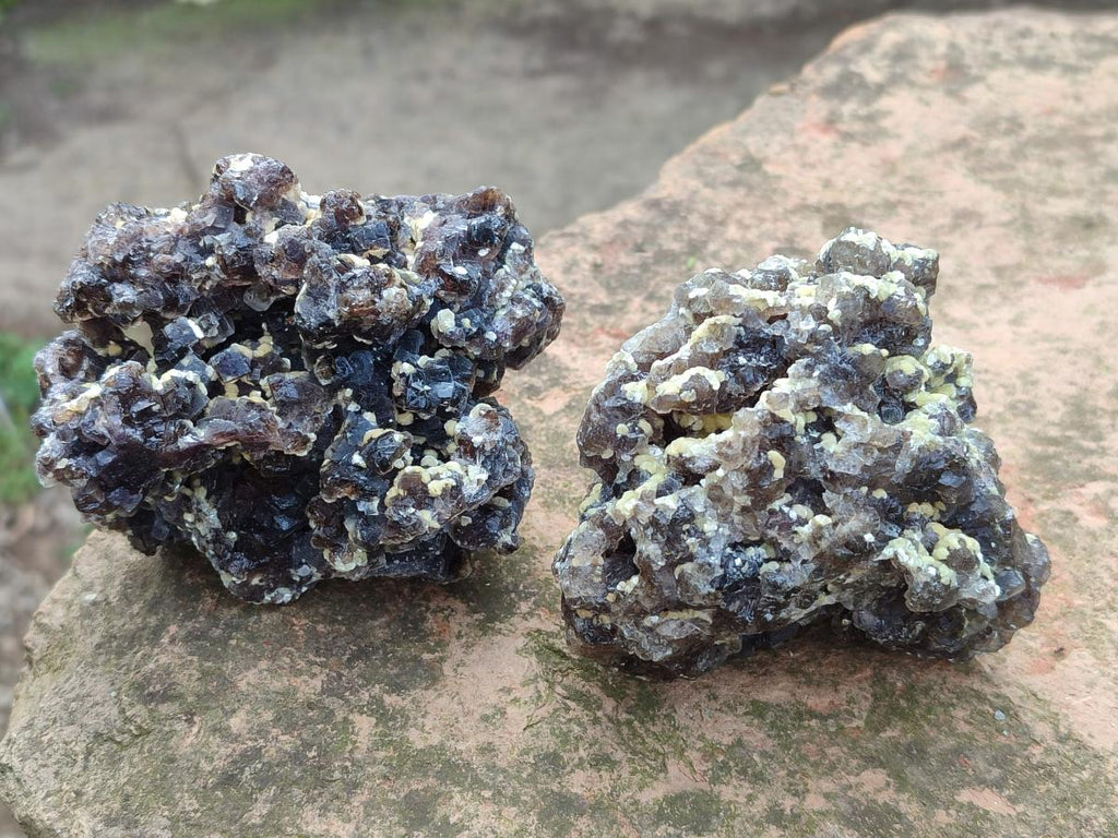 Natural Smokey Fluorite Specimens with Yellow Muscovite Mica x 6 From Erongo, Namibia