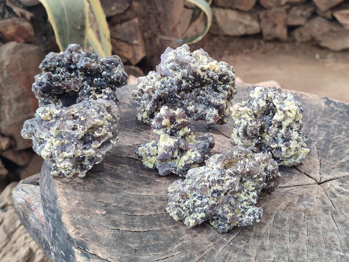Natural Smokey Fluorite Specimens with Yellow Muscovite Mica x 6 From Erongo, Namibia