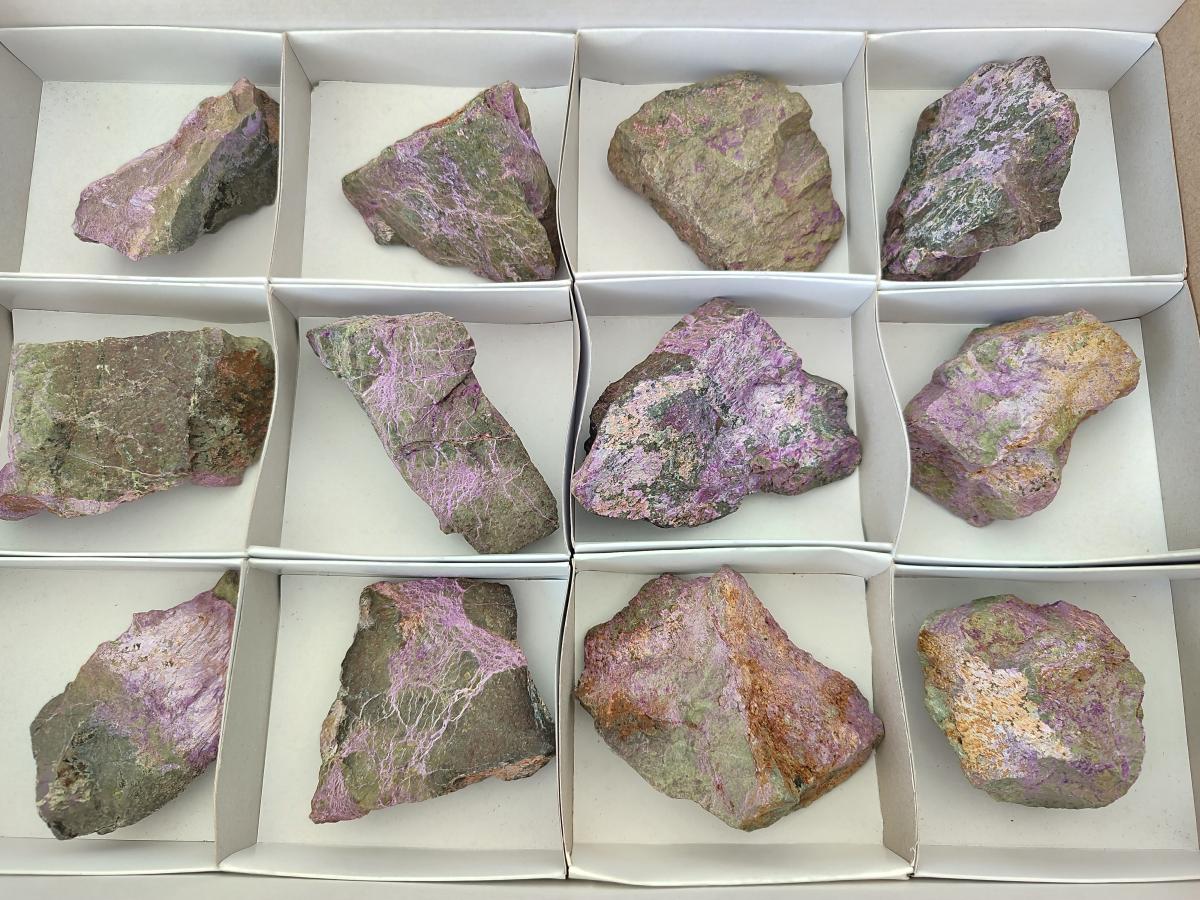 Natural Cobbed Stichtite Specimens x 12 From Barberton, South Africa