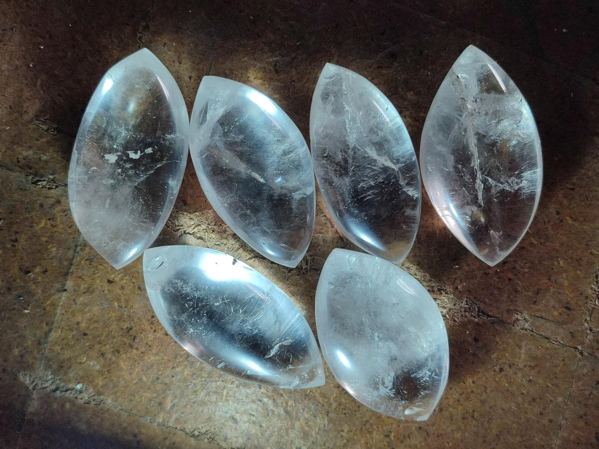 Polished Rock Crystal Quartz "Angel Tears" Free Forms x 35 From Madagascar