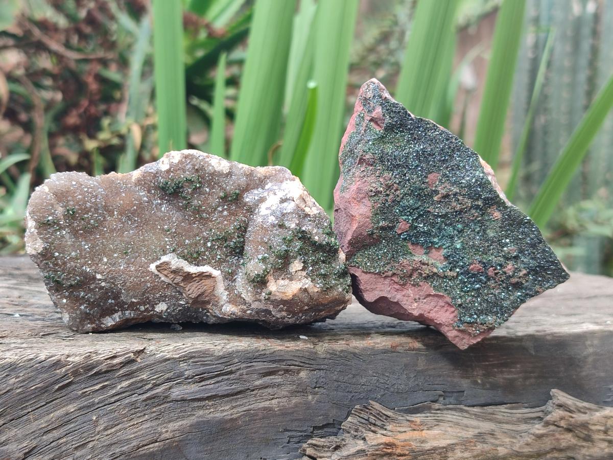 Natural Hemimorphite Specimens with Malachite on Dolomite Matrix x 4 From Lupoto Mine, Congo