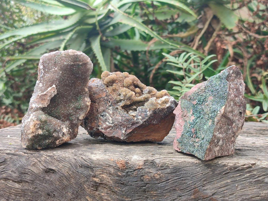 Natural Hemimorphite Specimens with Malachite on Dolomite Matrix x 4 From Lupoto Mine, Congo