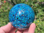 Hand Made Conglomerate Chrysocolla Spheres with Azurite and Malachite x 2 From Congo