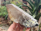 Natural Smokey Quartz Crystals with Black Tourmaline and Hyalite Opal x 3 From Erongo, Namibia