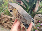 Natural Smokey Quartz Crystals with Black Tourmaline and Hyalite Opal x 3 From Erongo, Namibia