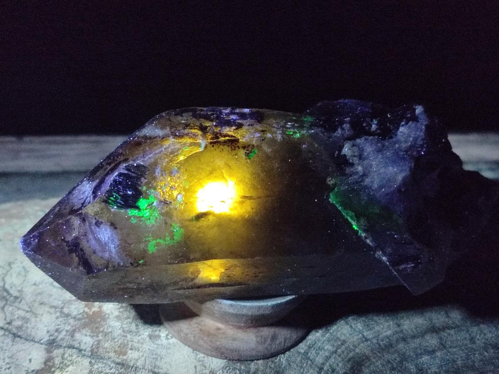 Natural Smokey Quartz Crystals with Black Tourmaline and Hyalite Opal x 3 From Erongo, Namibia