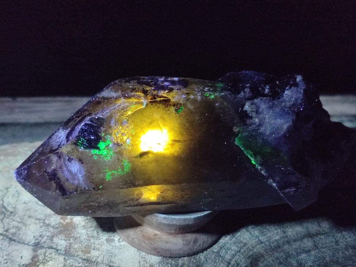 Natural Smokey Quartz Crystals with Black Tourmaline and Hyalite Opal x 3 From Erongo, Namibia