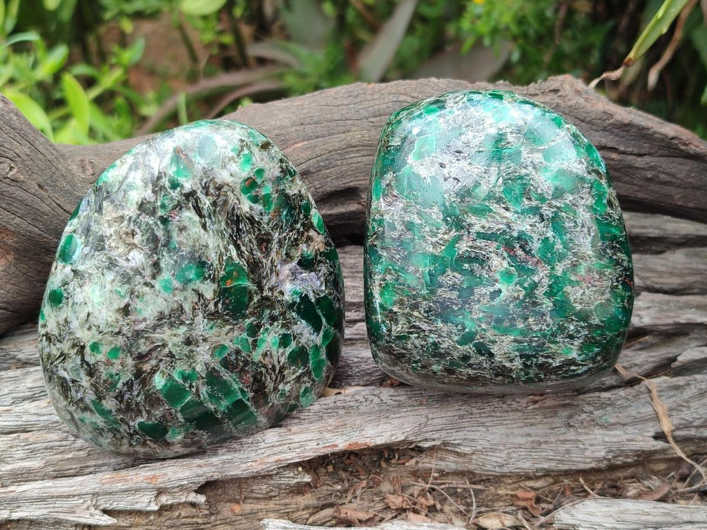 Polished Emerald Mica 'Mutokolite' Standing Display Pieces x 3 From Mutoko, Zimbabwe