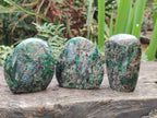 Polished Emerald Mica 'Mutokolite' Standing Display Pieces x 3 From Mutoko, Zimbabwe