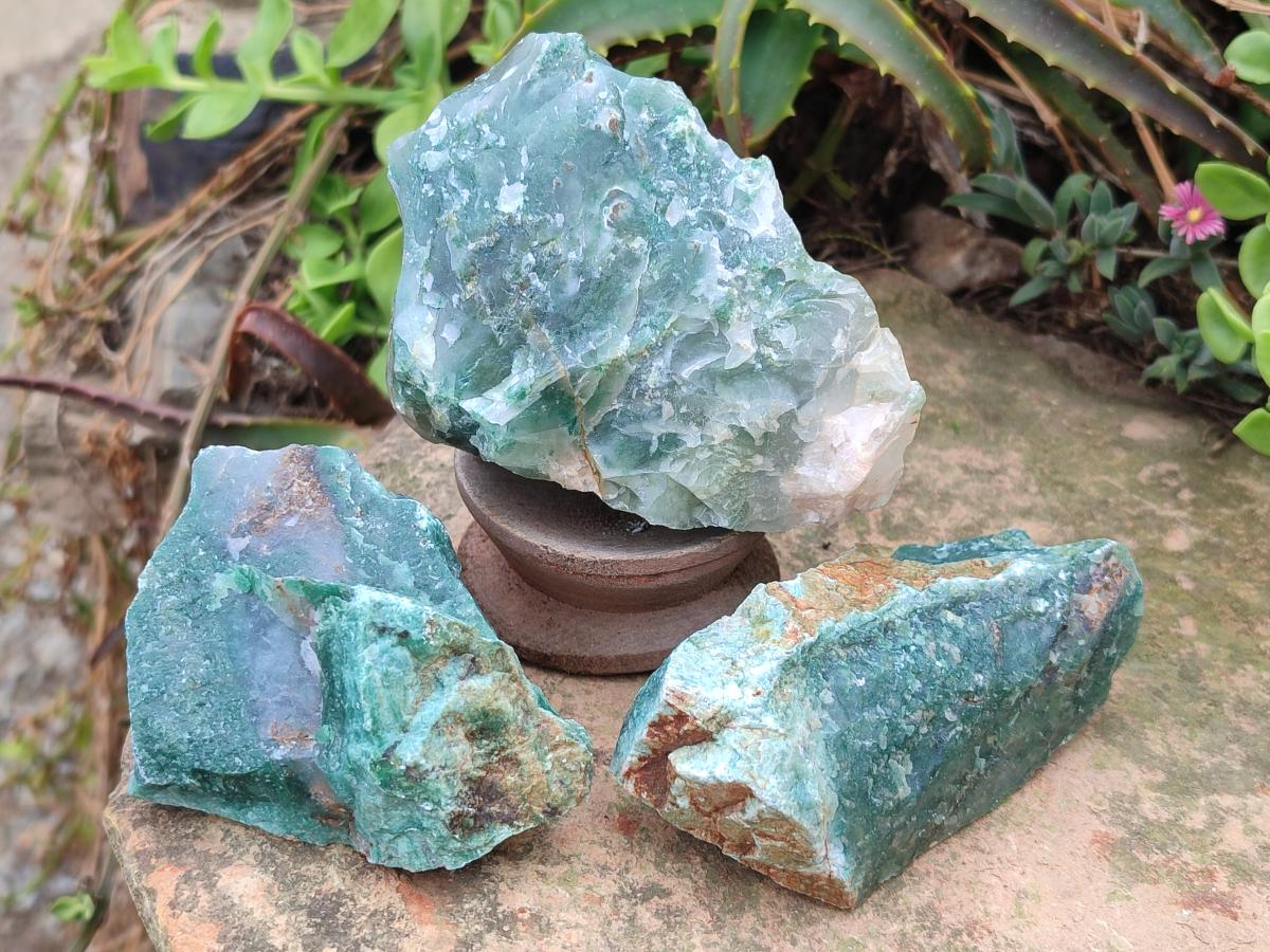 Natural Swazi Jade Cobbed Specimens x 15 From Swaziland