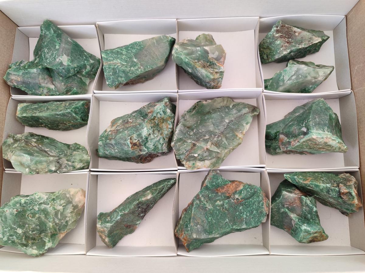 Natural Swazi Jade Cobbed Specimens x 15 From Swaziland