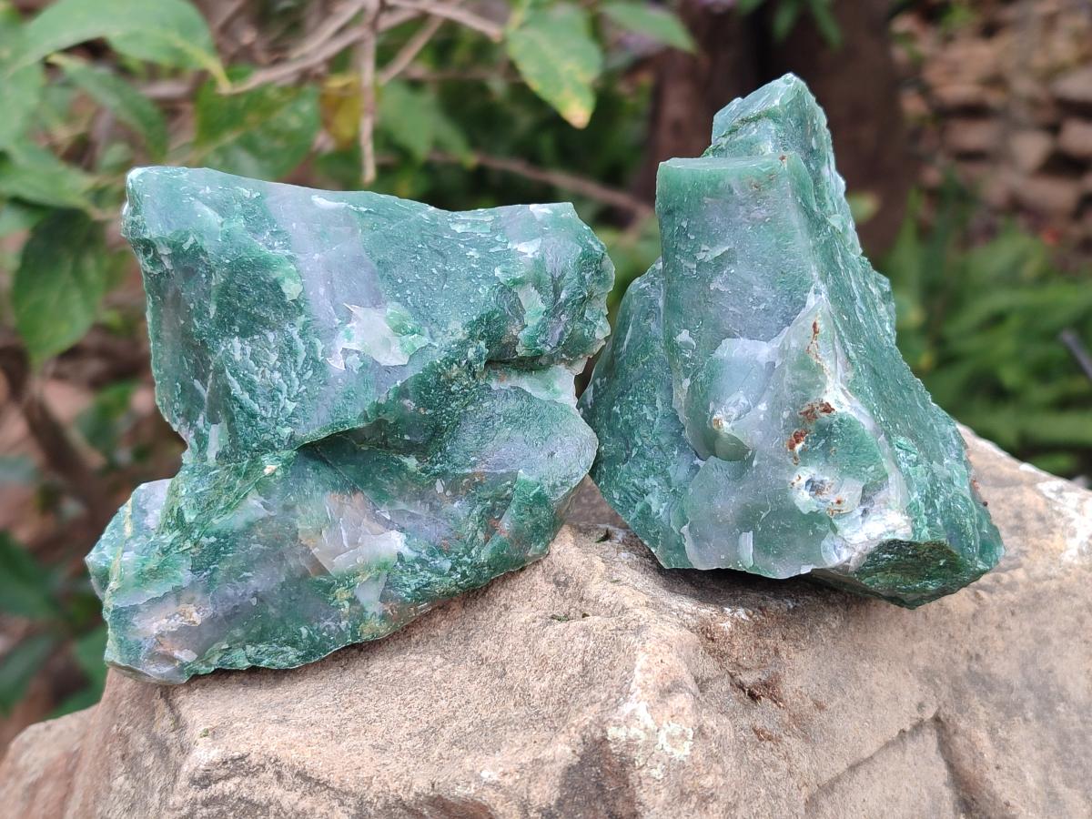 Natural Swazi Jade Cobbed Specimens x 15 From Swaziland