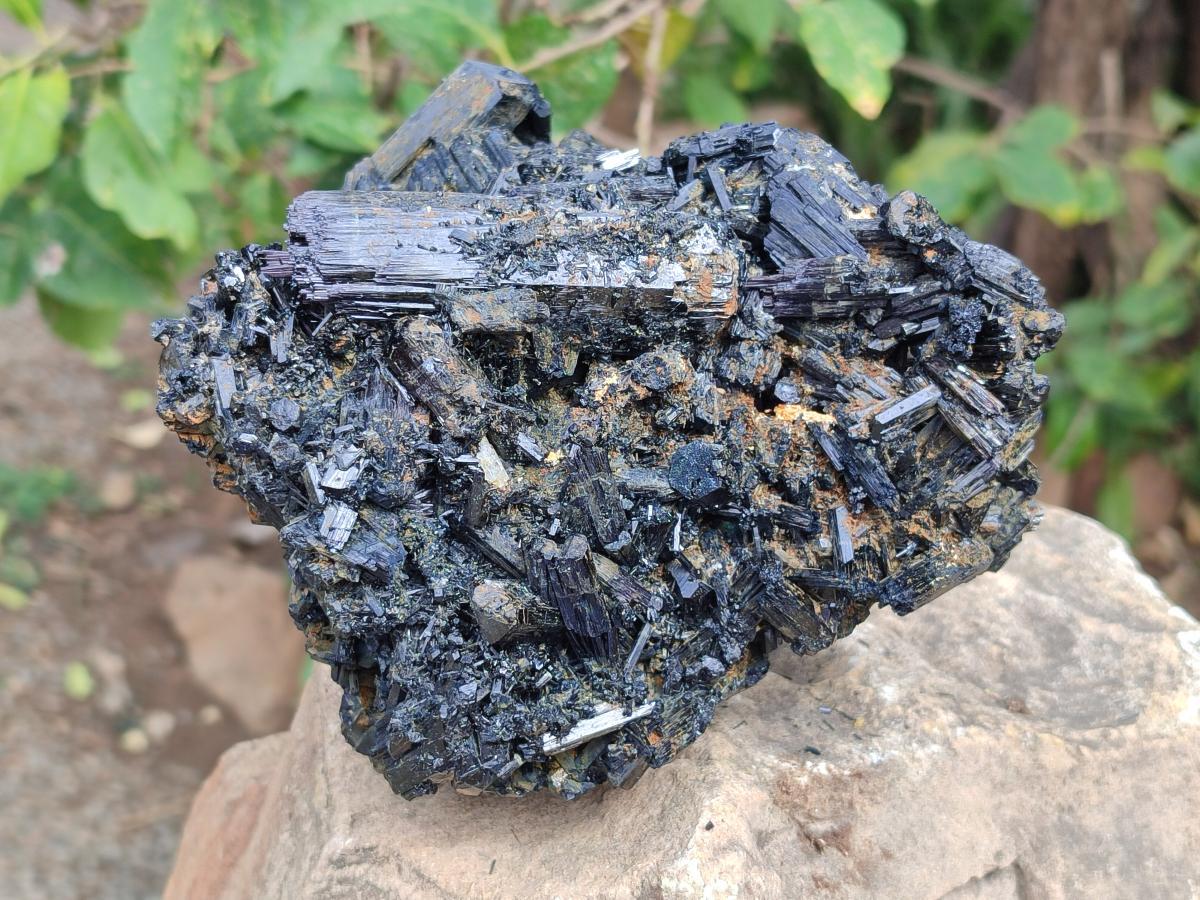 Natural Large Schorl Black Tourmaline Floater Cluster with Fibrous Foitite x 1 From Erongo, Namibia