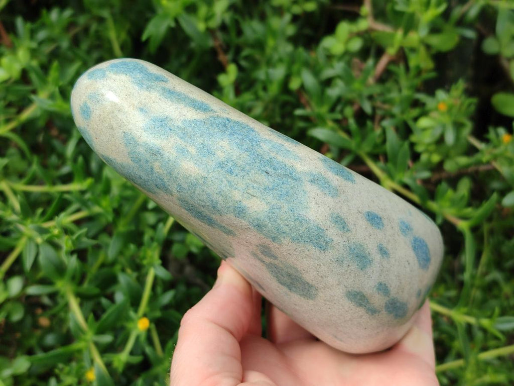 Polished Blue Spotted Spinel in Quartz Standing Display Pieces x 2 From Madagascar