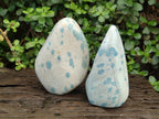 Polished Blue Spotted Spinel in Quartz Standing Display Pieces x 2 From Madagascar