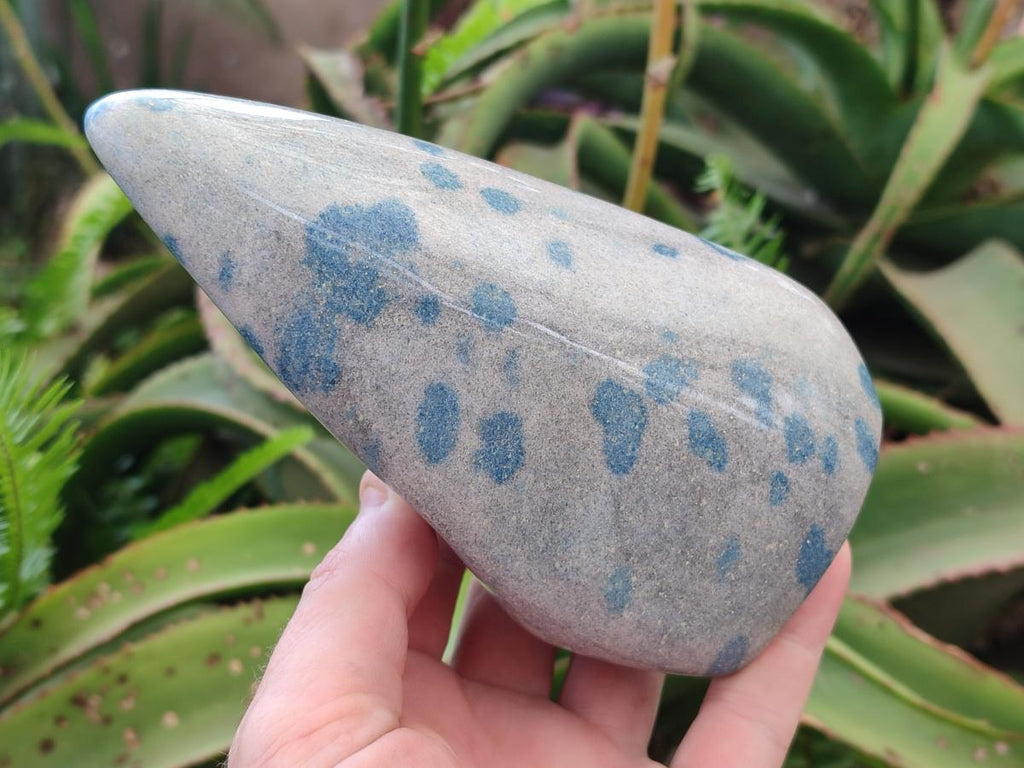 Polished Blue Spotted Spinel in Quartz Standing Display Pieces x 2 From Madagascar