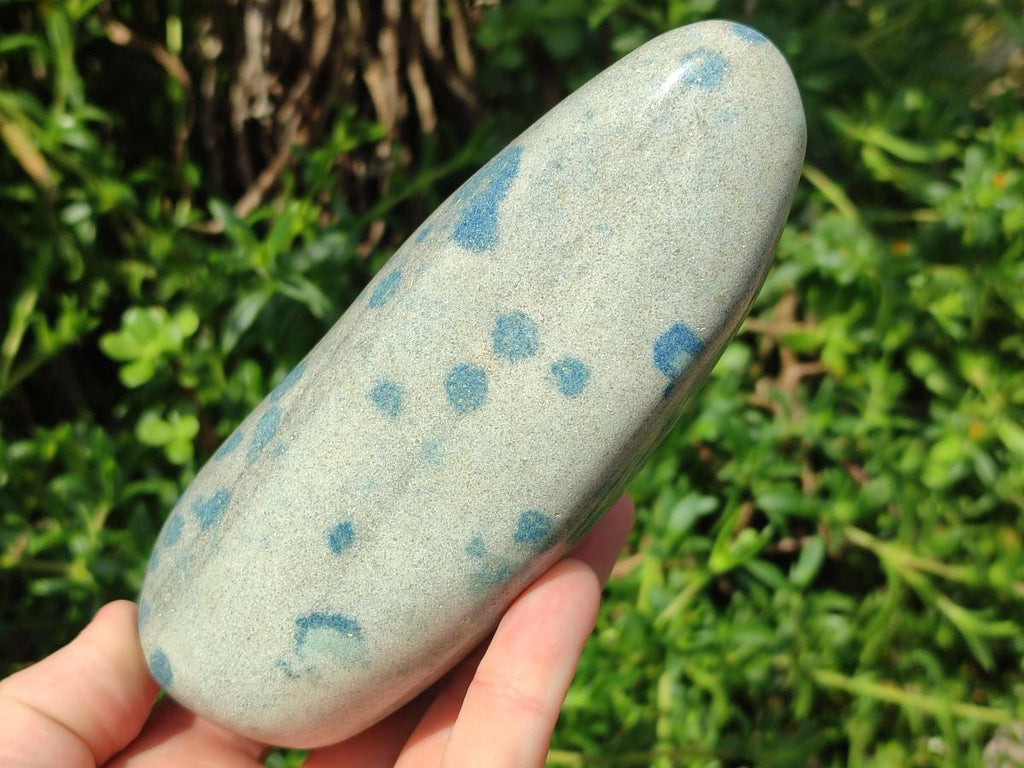 Polished Blue Spotted Spinel in Quartz Standing Display Pieces x 2 From Madagascar