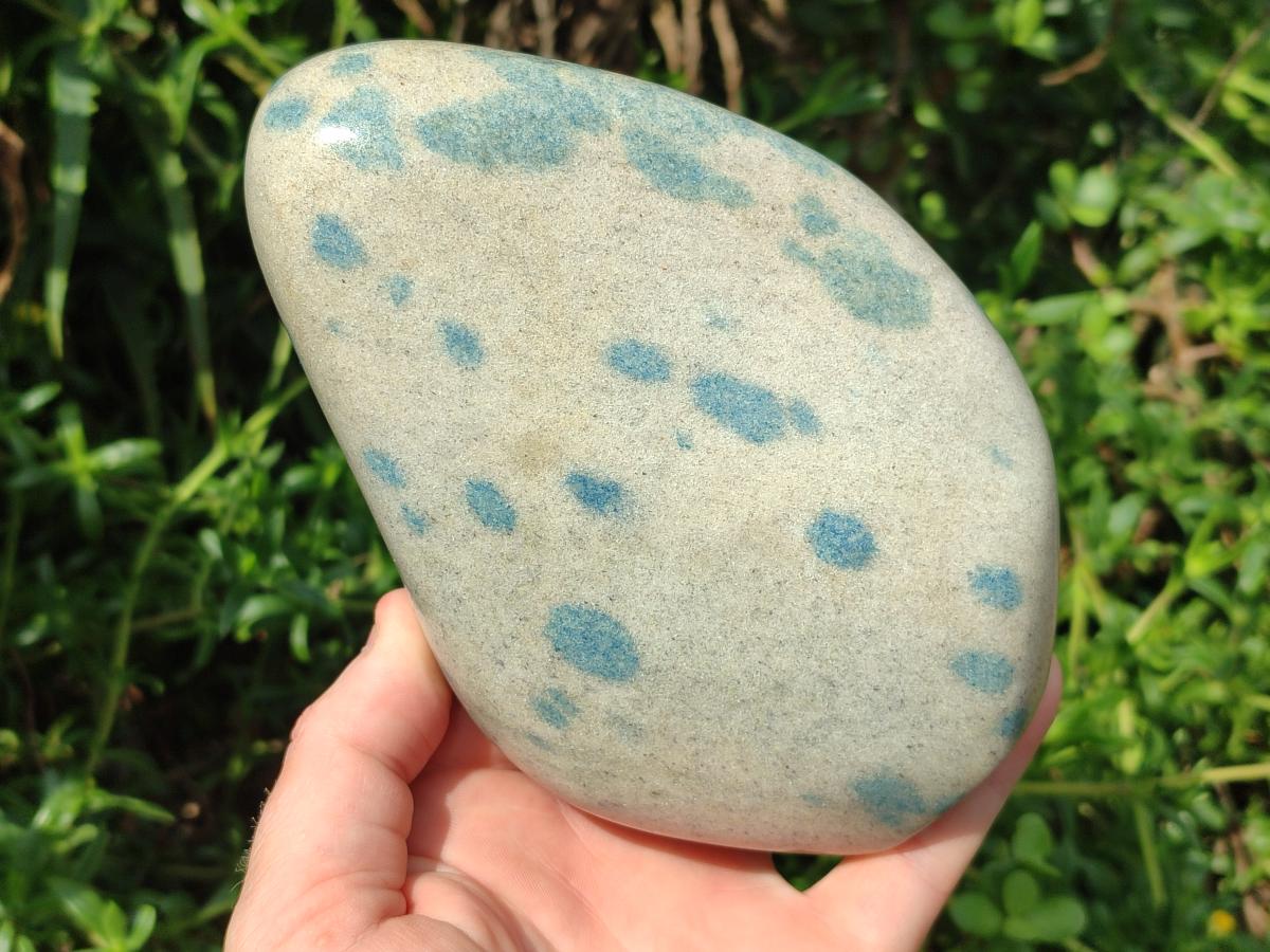 Polished Blue Spotted Spinel in Quartz Standing Display Pieces x 2 From Madagascar