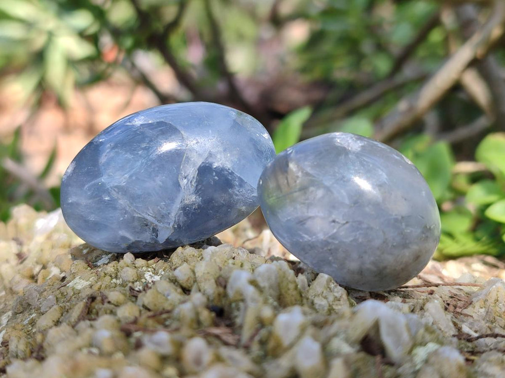 Polished Blue Celestite Free Forms x 35 From Sakoany, Madagascar