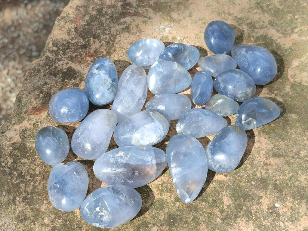 Polished Blue Celestite Free Forms x 35 From Sakoany, Madagascar