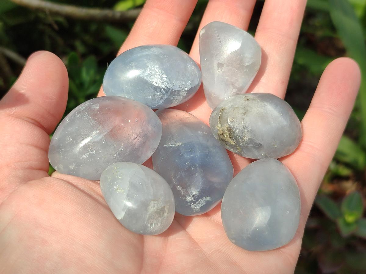 Polished Blue Celestite Free Forms x 35 From Sakoany, Madagascar