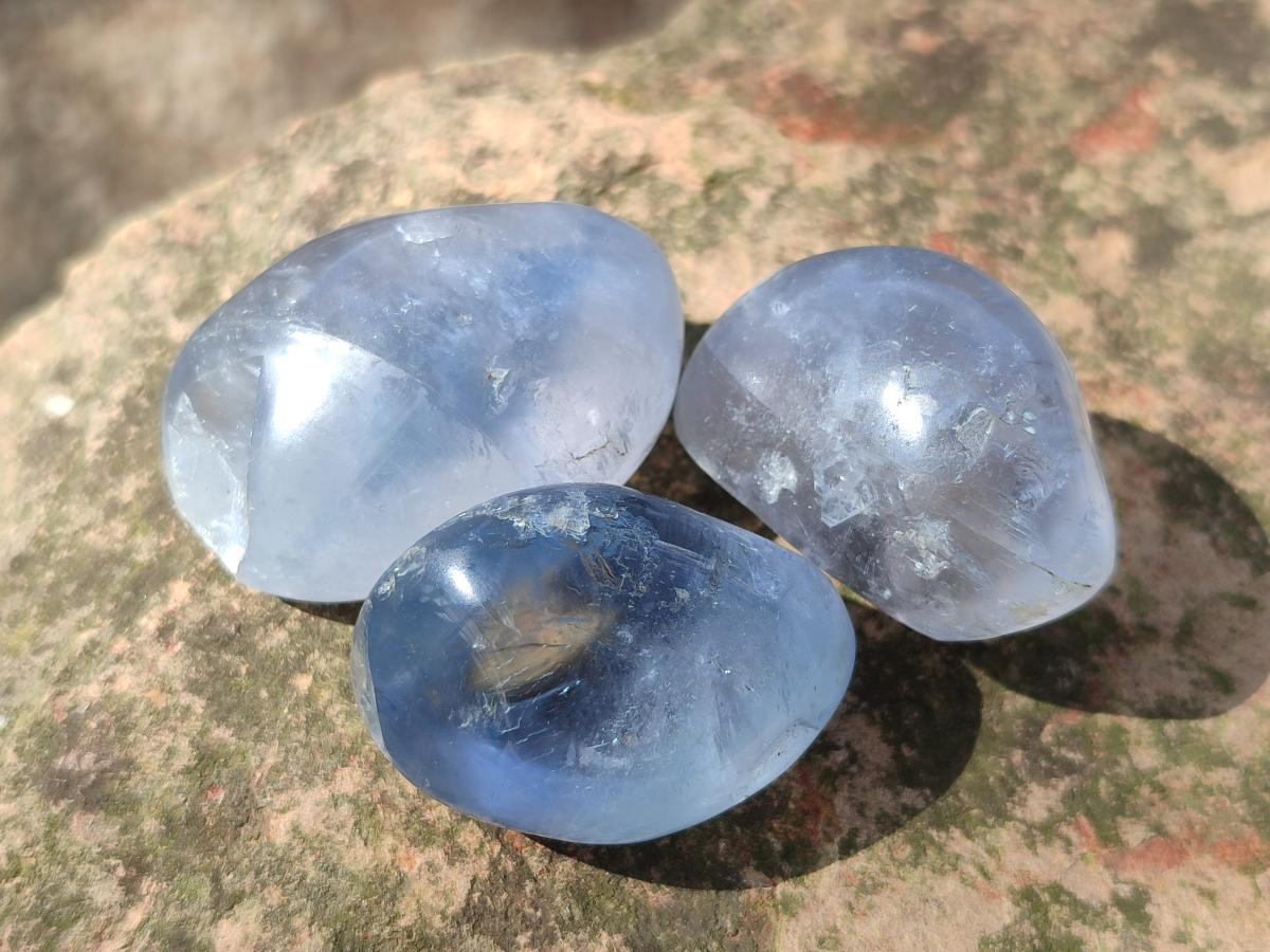 Polished Blue Celestite Free Forms x 35 From Sakoany, Madagascar