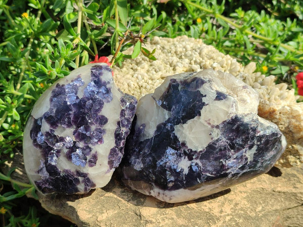 Polished One Side Lithium Silver Leaf Lepidolite x 4 From Zimbabwe