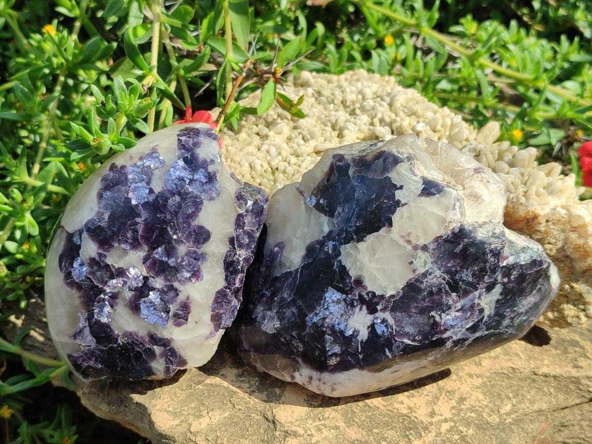 Polished One Side Lithium Silver Leaf Lepidolite x 4 From Zimbabwe