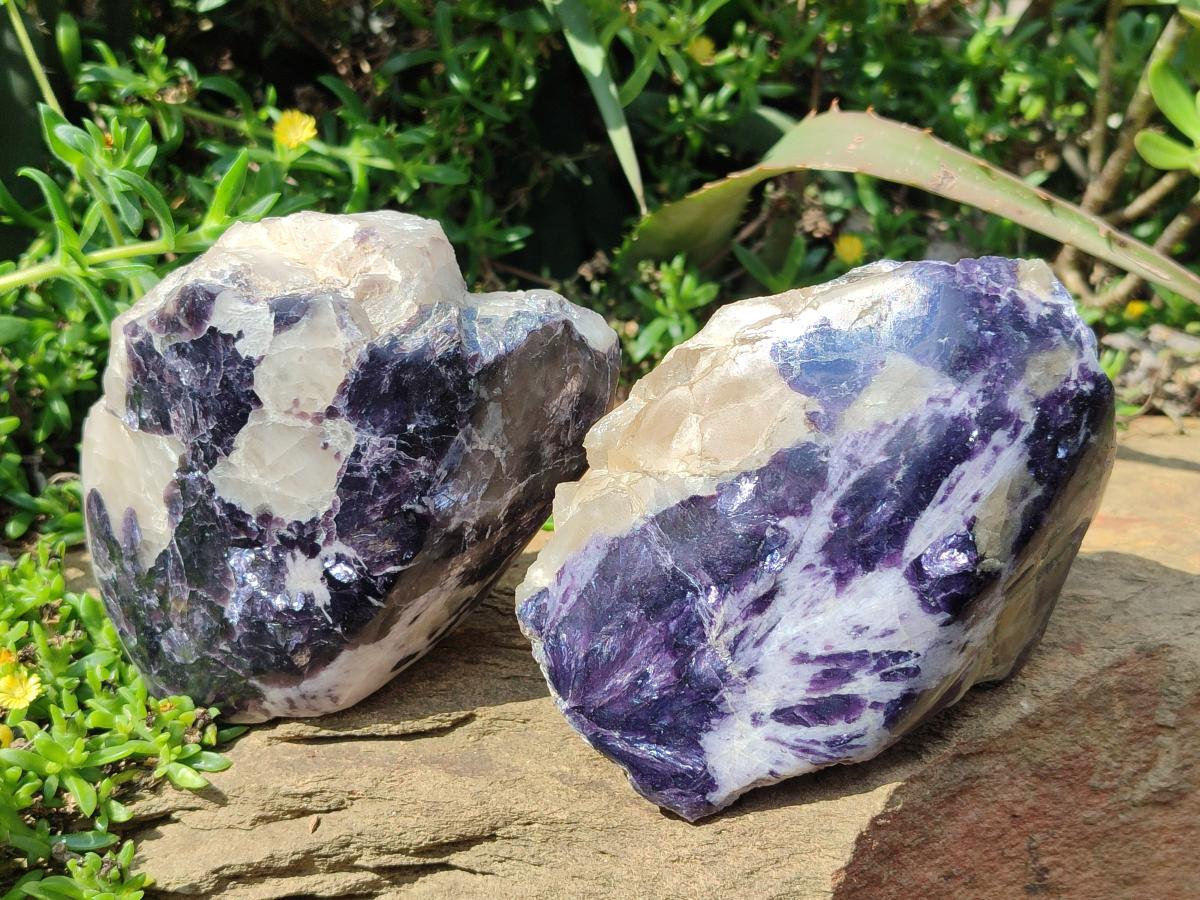 Polished One Side Lithium Silver Leaf Lepidolite x 4 From Zimbabwe
