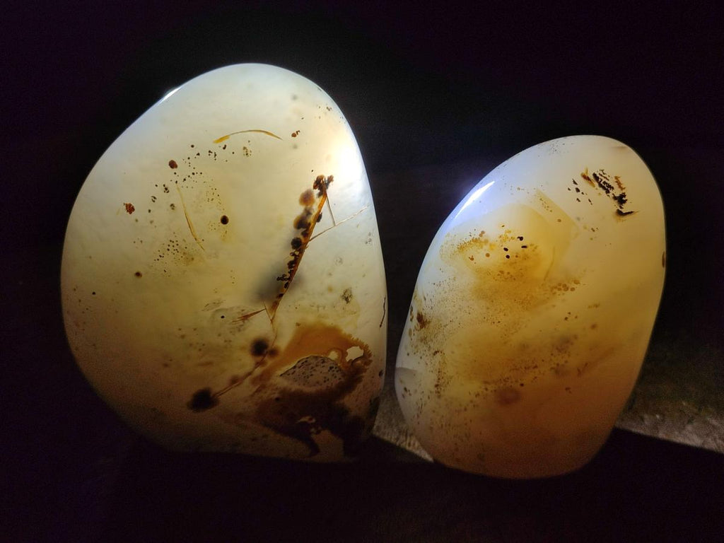 Polished and Natural Dendritic Agate Standing Display Pieces x 4 From Moralambo, Madagascar