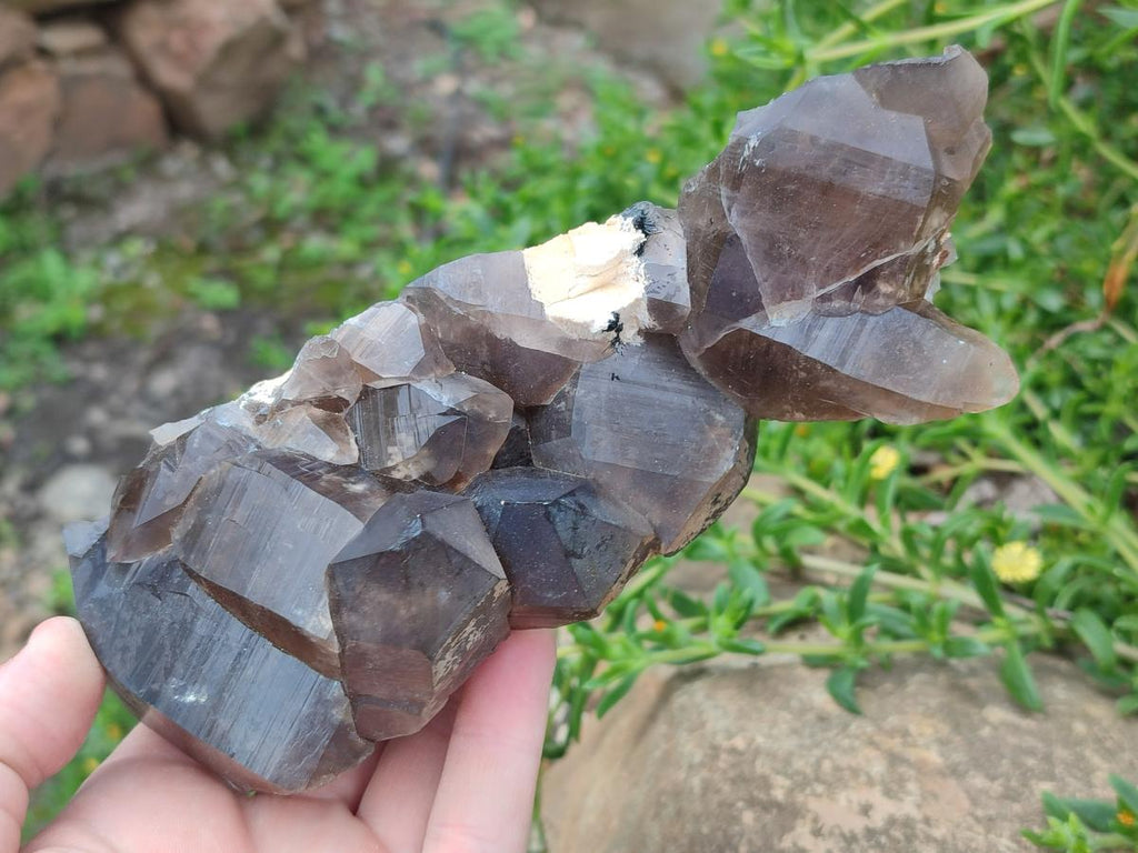 Natural Smokey Quartz Clusters with Associated Minerals x 2 From Erongo, Namibia
