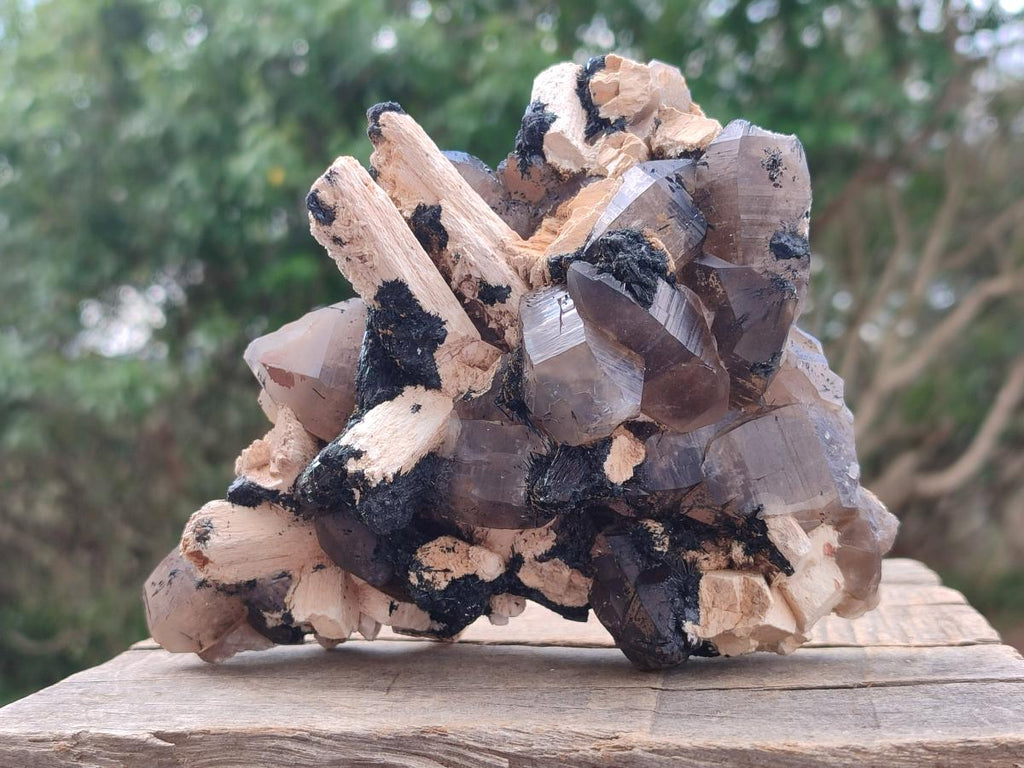 Natural Smokey Quartz Clusters with Associated Minerals x 2 From Erongo, Namibia