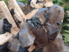 Natural Smokey Quartz Clusters with Associated Minerals x 2 From Erongo, Namibia
