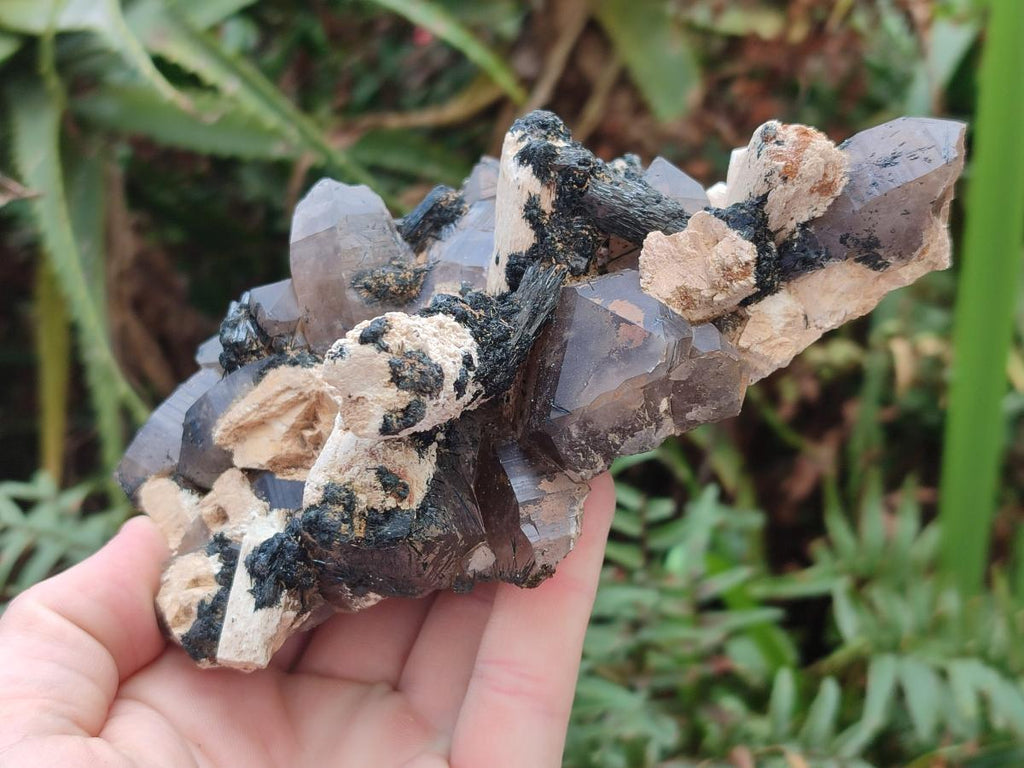 Natural Smokey Quartz Clusters with Associated Minerals x 2 From Erongo, Namibia