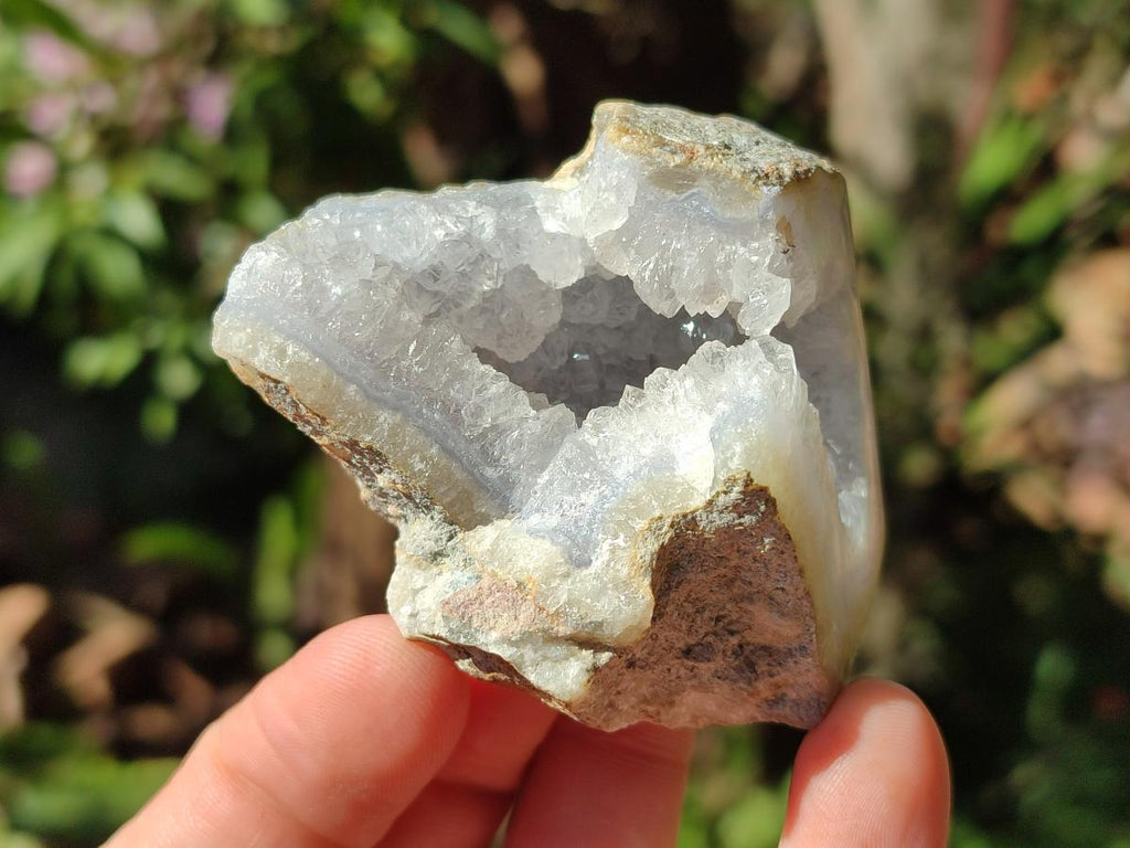 Polished One Side Blue Lace Agate Geodes x 12 From Nsanje, Malawi