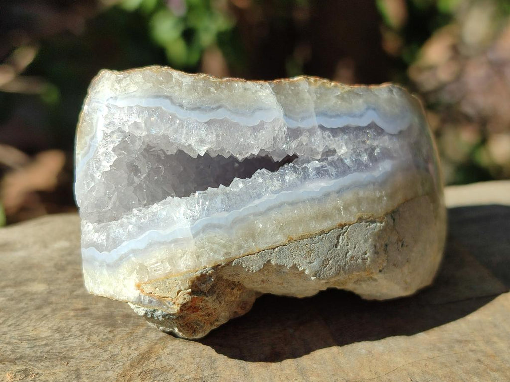 Polished One Side Blue Lace Agate Geodes x 12 From Nsanje, Malawi