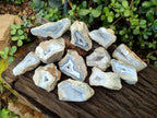 Polished One Side Blue Lace Agate Geodes x 12 From Nsanje, Malawi