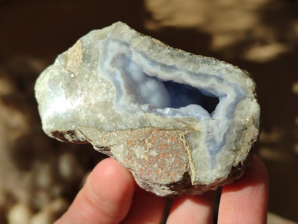 Polished One Side Blue Lace Agate Geodes x 12 From Nsanje, Malawi