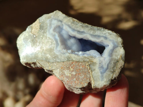 Polished One Side Blue Lace Agate Geodes x 12 From Nsanje, Malawi