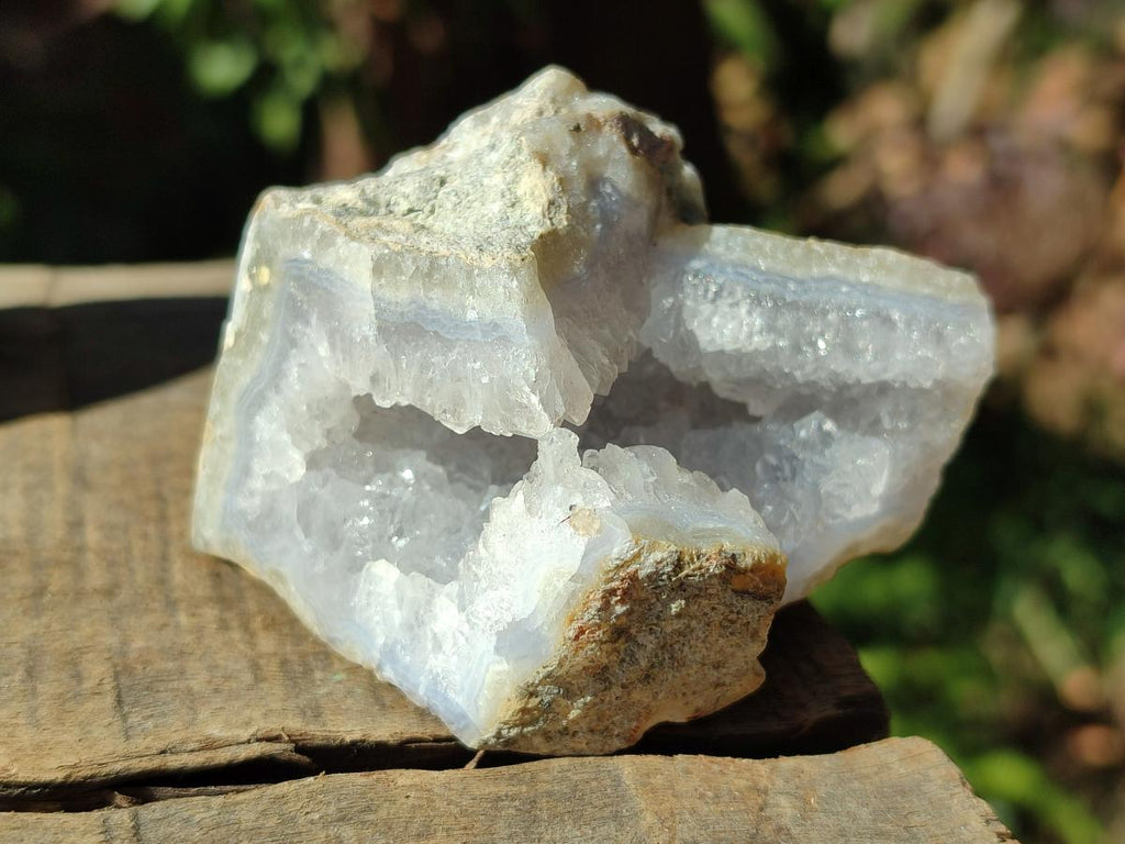 Polished One Side Blue Lace Agate Geodes x 12 From Nsanje, Malawi