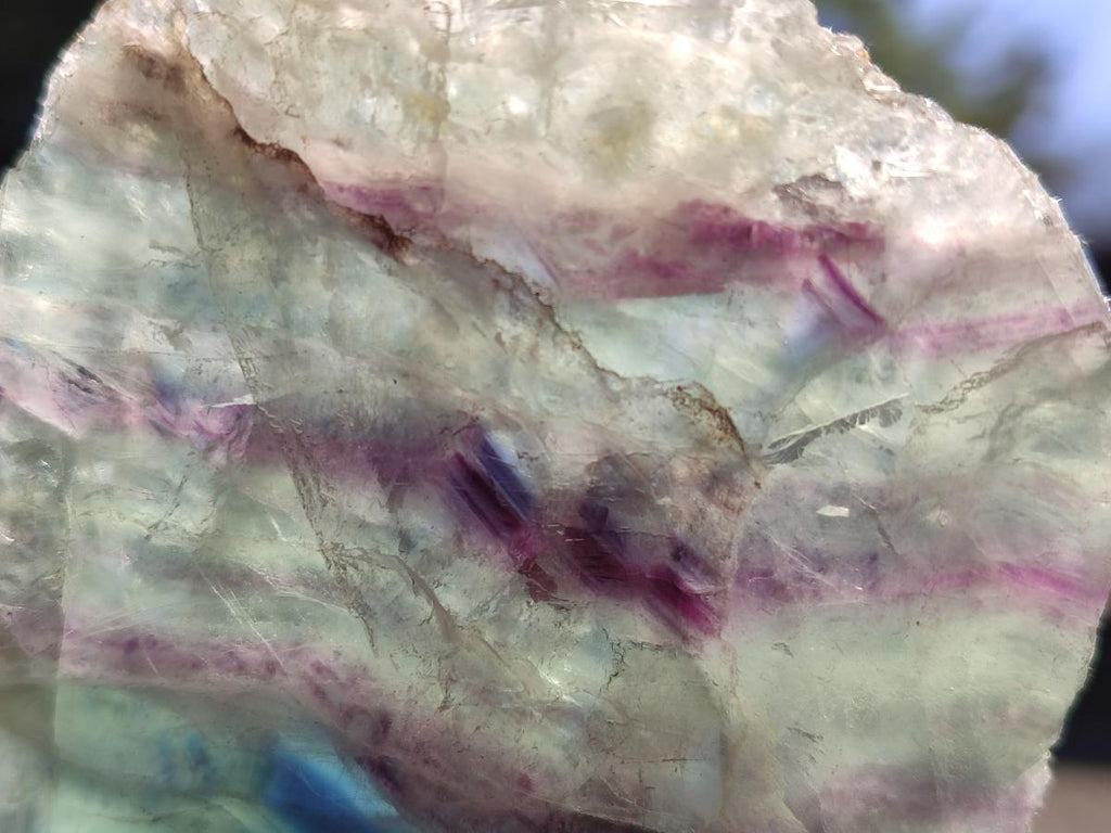 Polished One Side Watermelon Fluorite Slices x 6 From Uis, Namibia